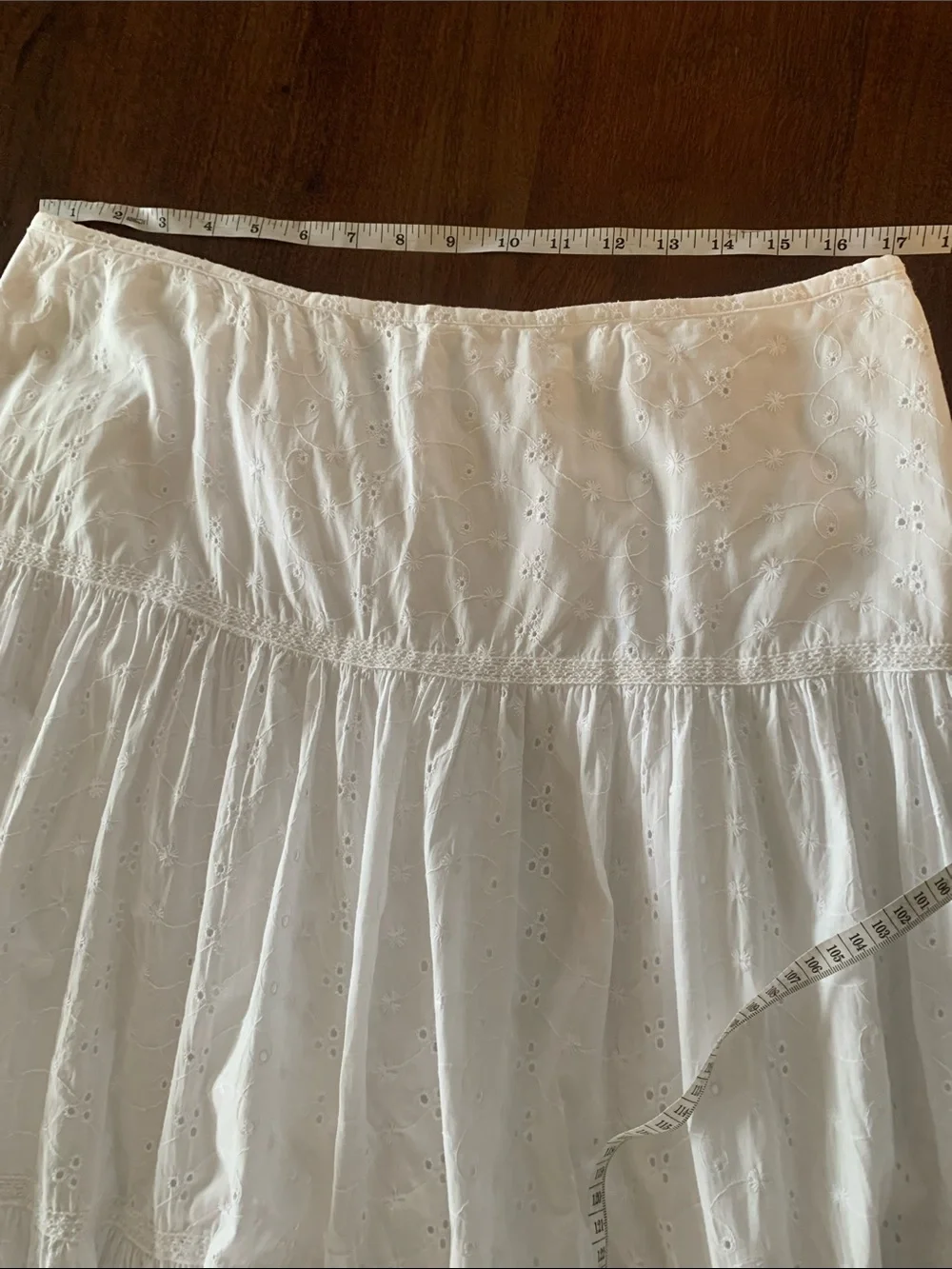 Lauren Ralph Lauren 100% Cotton Tiered Eyelet Lace Midi Skirt, Sz 12 - Picture 7 of 8
